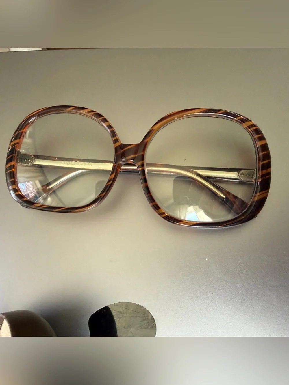 Renauld Eyeglass Frames Vintage 1970s Oversized Tortoiseshell Square with Case